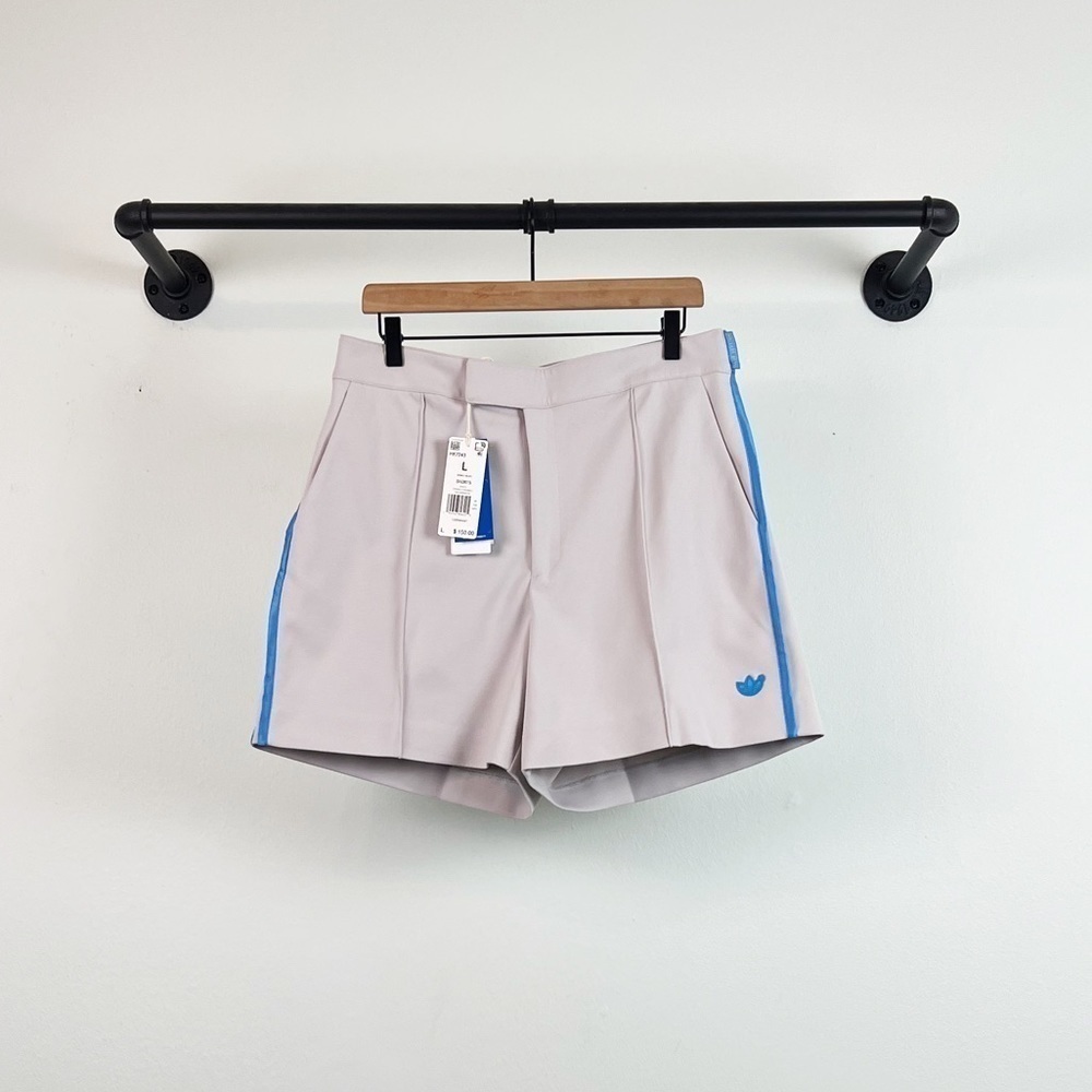 NWT Adidas Blue Version High Waisted Pintuck Shorts in Grey/Blue - Picture 5 of 10